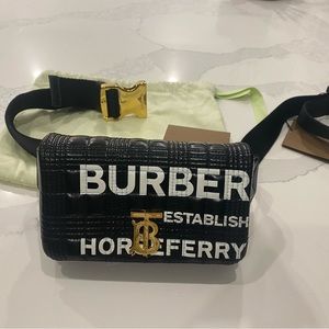 Burberry Black Horseferry Print Quilted Lola Bum Bag Fanny pack
